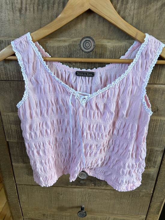 Denim & Blues Tops - Vintage Vibes Denim and Blues Quilted Pink Camisole